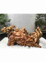 Tượng Phật Di Lặc Ngồi Ngũ Phúc Gỗ Xá Xị ( Gù Hương )  Cao 42 Rộng 90 Dày 30 (cm)