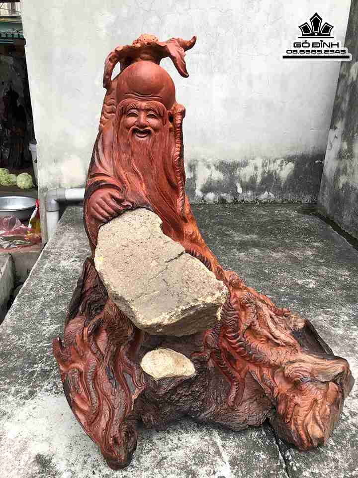 Tượng Ông Thọ Gỗ Hương  Cao 63,5 Rộng 55 Dày 45 (cm)