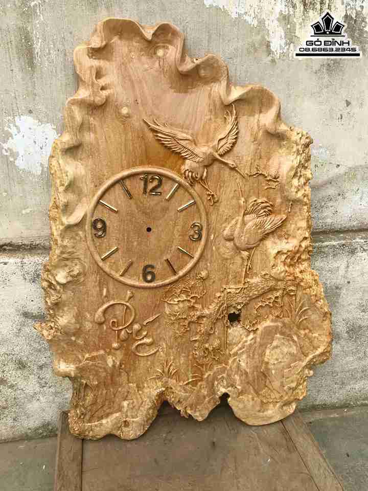Đồng Hồ Chữ Phúc Gỗ Nu Nghiến  Cao 75 Rộng 54 Dày 2.2 (cm)