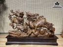 Tượng Kỳ Lân (Ngũ Lân) Gỗ Xá Xị (Gù Hương) Cao 50 Ngang 90 Sâu 26 (cm)