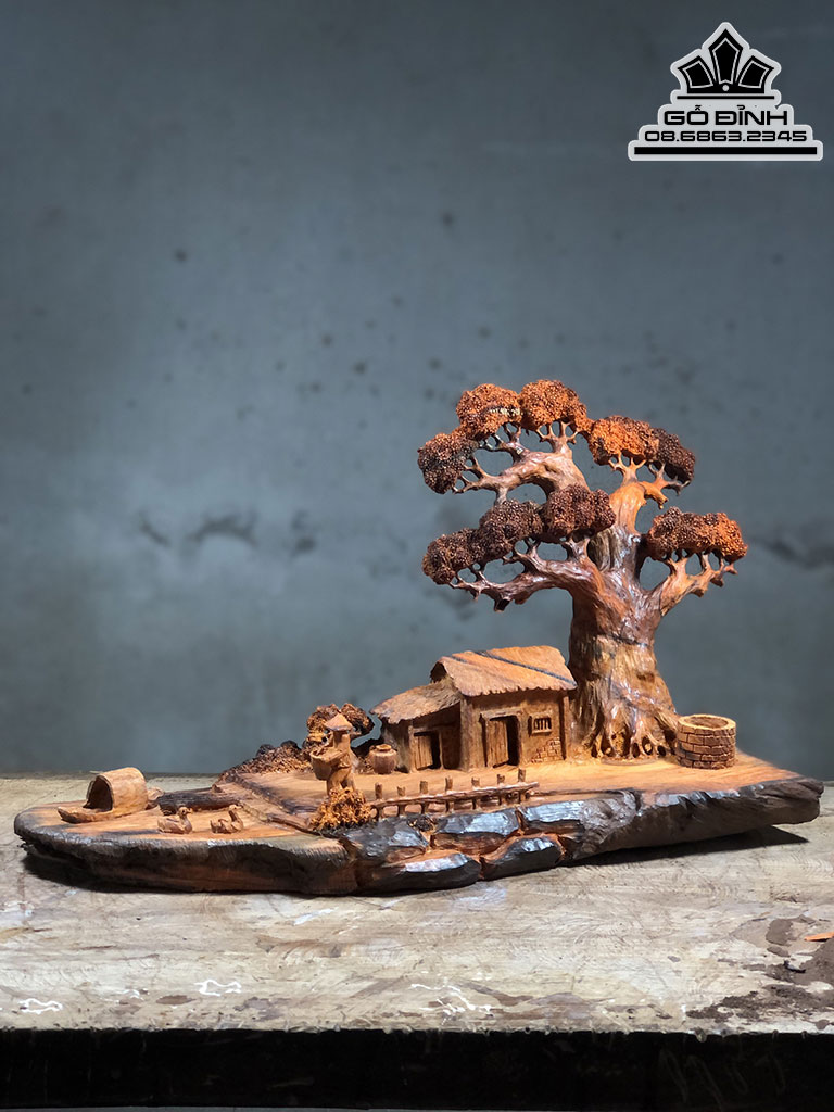 Tượng Tiểu Cảnh Xông Trầm Gỗ Trắc Cao 42 Ngang 25 Sâu 20 (cm)