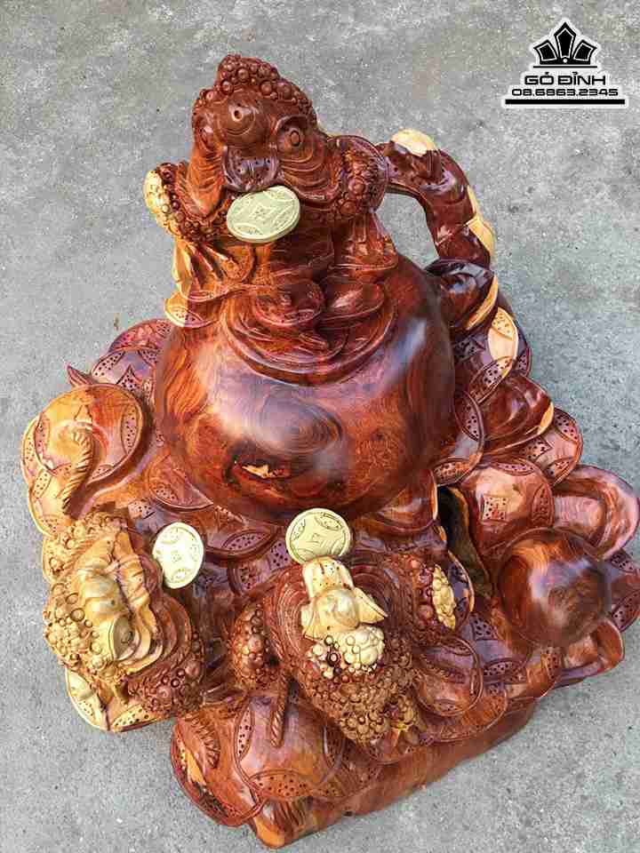 Tượng Tam Cóc Chấn Lộc Gỗ Hương  Cao 33 Rộng 55 Dày 46 (cm)