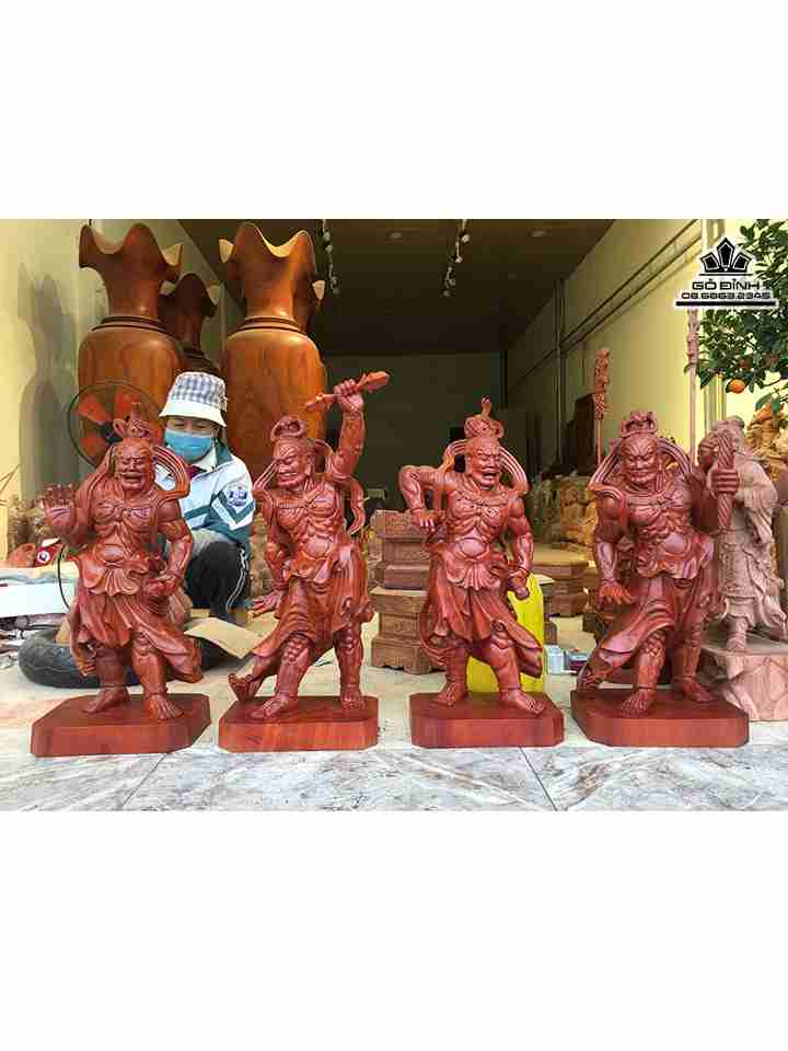 Tượng Tứ Đại Kim Cang Gỗ Hương  Cao 60 Rộng 28 Dày 18 (cm)