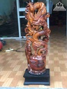 Tượng Rồng Vờn Ngọc Gỗ Hương  Cao 96 Ngang 36 Sâu 20 (cm)