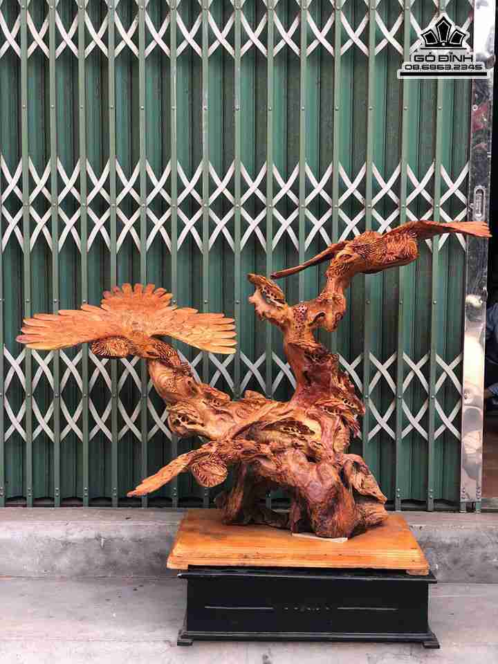 Tượng Đại Bàng Săn Mồi Gỗ Hương  Cao 100 Ngang 148 Sâu 90 (cm)