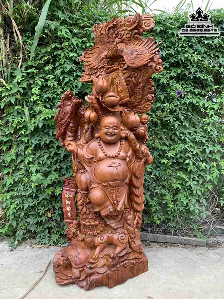 Tượng Phật Di Lặc Tứ Linh Gỗ Hương  Cao 148 Rộng 63 Sâu 40 (cm)