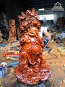 Tượng Phật Di Lặc Vác Cành Đào Gỗ Cẩm  Cao 69 Rộng 38 Dày 22 (cm)