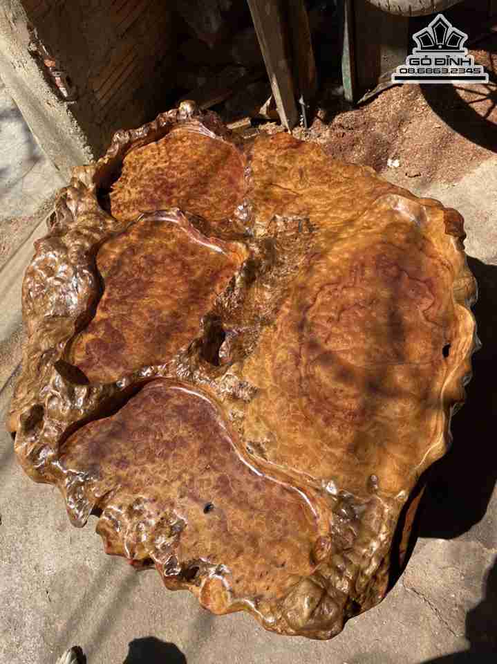 Mặt Bàn Trà Nguyên Khối Gỗ Nu Xá Xị ( Gù Hương )  Dài 80 Rộng 75 Dày 13 (cm)