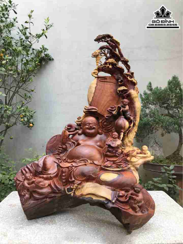 Tượng Phật Di Lặc Ngồi Gỗ Cẩm  Cao 1m20 Rộng 82 Dày 60 (cm)