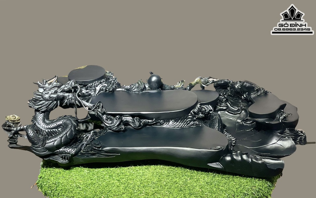 Khay Trà Rồng Gỗ Mun Sừng Cao 22 Ngang 85 Sâu 38 (cm)