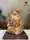 Tượng Phật Di Lặc Tam Phúc Gỗ Ngọc Am Cao 55 Ngang 40 Sâu 20 (cm)