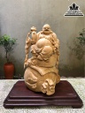Tượng Phật Di Lặc Ngồi Bao Tiền Gỗ Ngọc Am Cao 47 Ngang 40 Sâu 23 (cm)