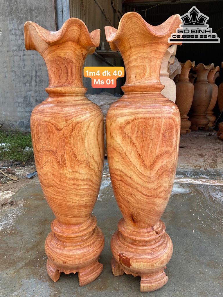 Cặp Lục Bình Gỗ Hương Cao 140 Đường Kính 40 (cm)