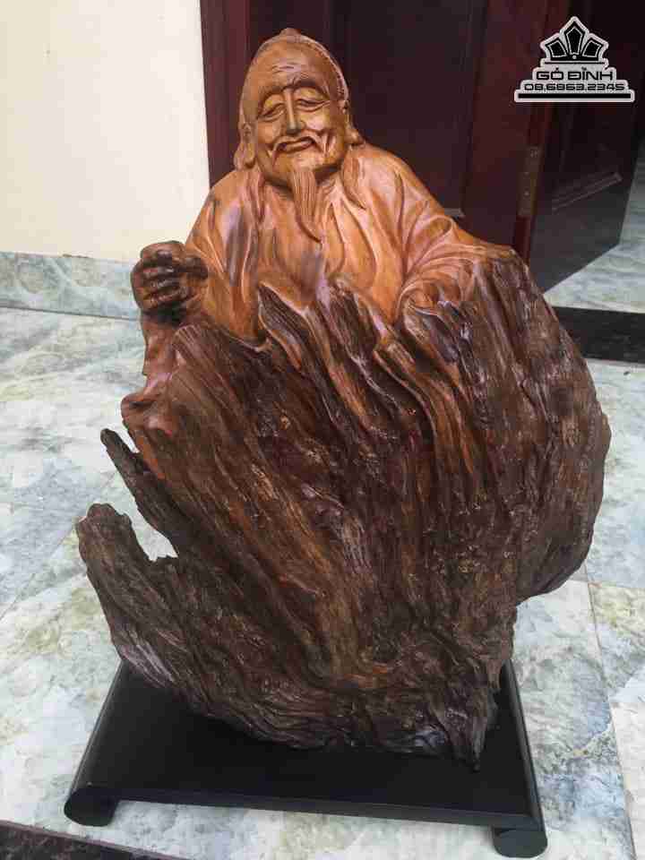 Tượng Thần Trà Lục Vũ Gỗ Bách Xanh  Cao 50 Rộng 32 Dày 15 (cm)