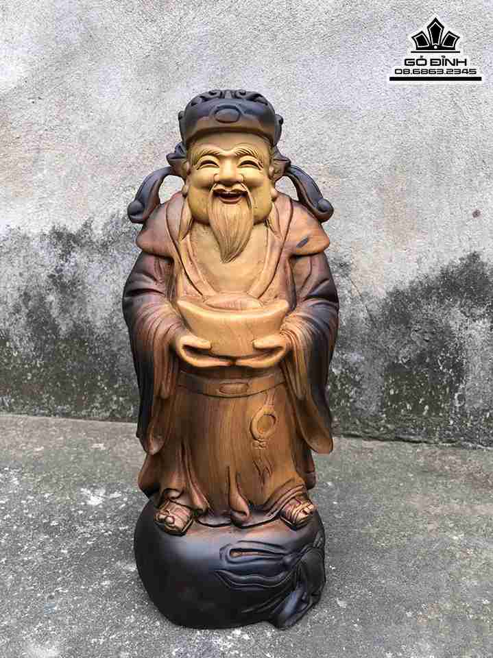 Tượng Thần Tài Gỗ Bách Xanh  Cao 30 Rộng 13 Dày 9 (cm)