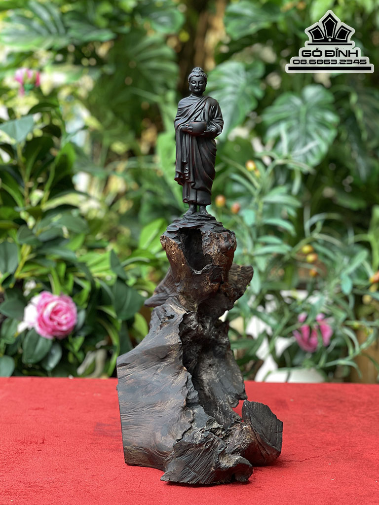 Tượng Phật A Di Đà Gỗ Trắc Cao 45 Ngang 21 Sâu 20 (cm)