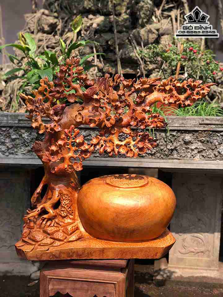 Tượng Bình Mai Phú Quý Gỗ Hương  Cao 70 Rộng 60 Dày 35 (cm)