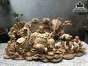 Tượng Di Lặc Ngũ Phúc Gỗ Ngọc Am Cao 36 Ngang 85 Sâu 20 (cm)