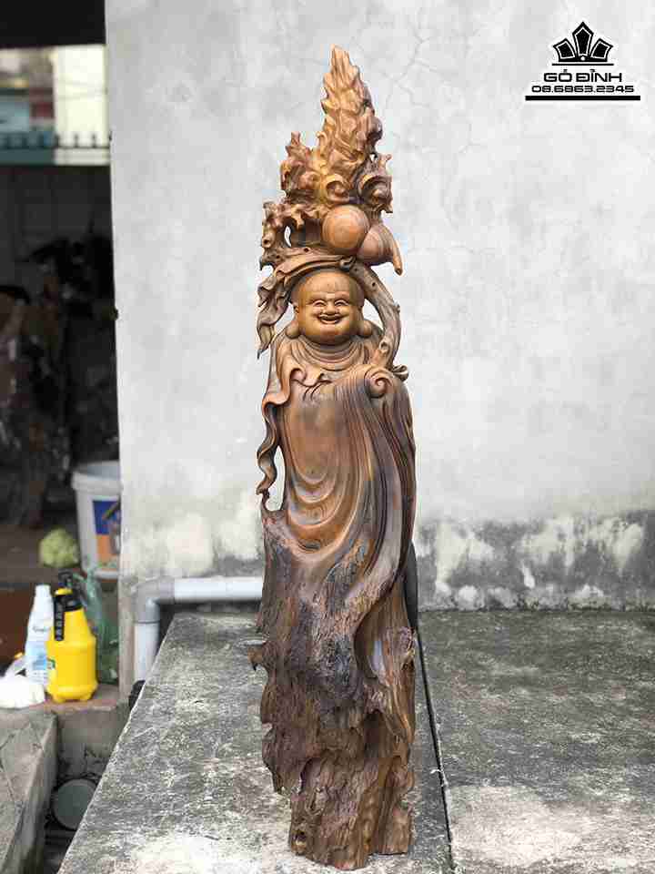 Tượng Phật Di Lặc Gỗ Bách Xanh  Cao 120 Rộng 24 Dày 22 (cm)