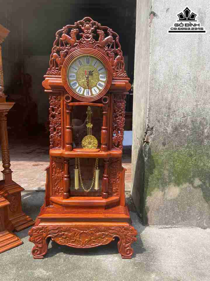 Đồng Hồ Quả Lắc Gỗ Hương  Cao 90 Rộng 40 Sâu 20 (cm)