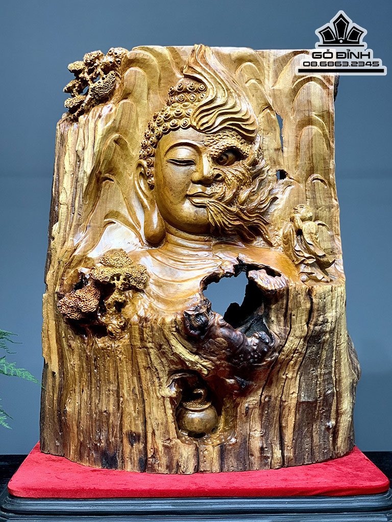 Tượng Thiện Ác Gỗ Hương Việt Cao 73 Ngang 60 Sâu 28 (cm)