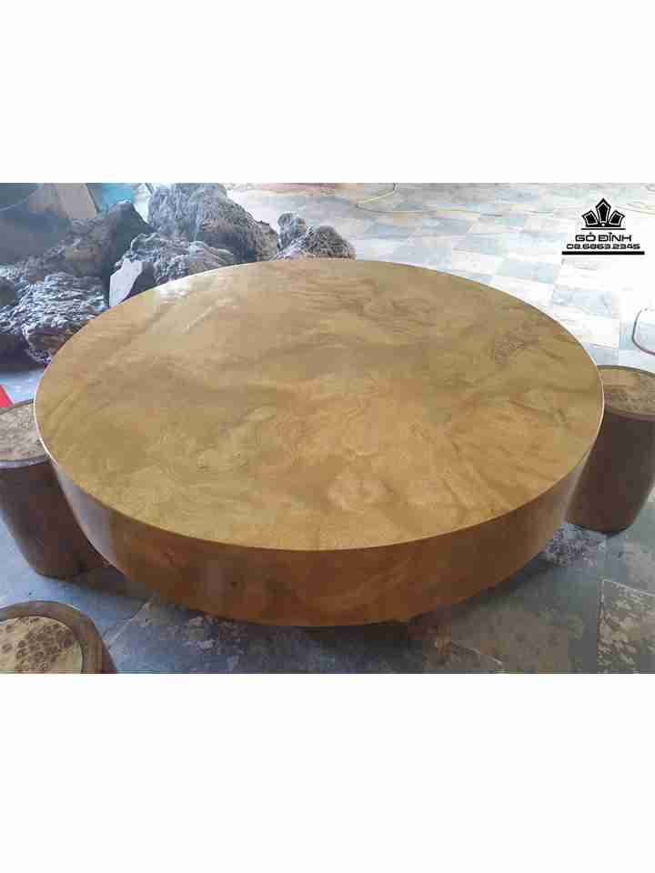 Mặt Bàn Nguyên Khối Gỗ Phay  Đường Kính 1m2 Dày 18 (cm)