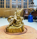 Tượng Quan Công Múa Võ Gỗ Bách Xanh Cao 15 Ngang 11 Sâu 8 (cm)