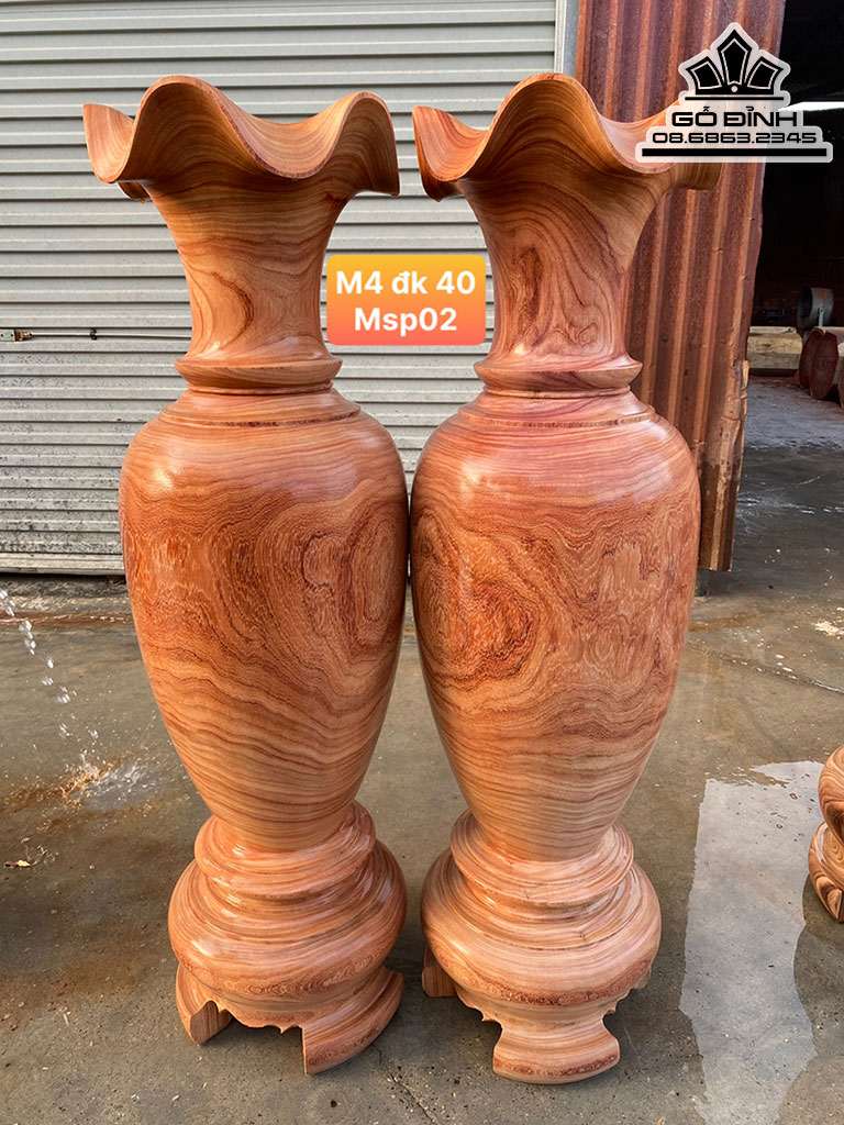 Cặp Lục Bình Gỗ Hương Cao 140 Đường Kính 40 (cm) Số 2