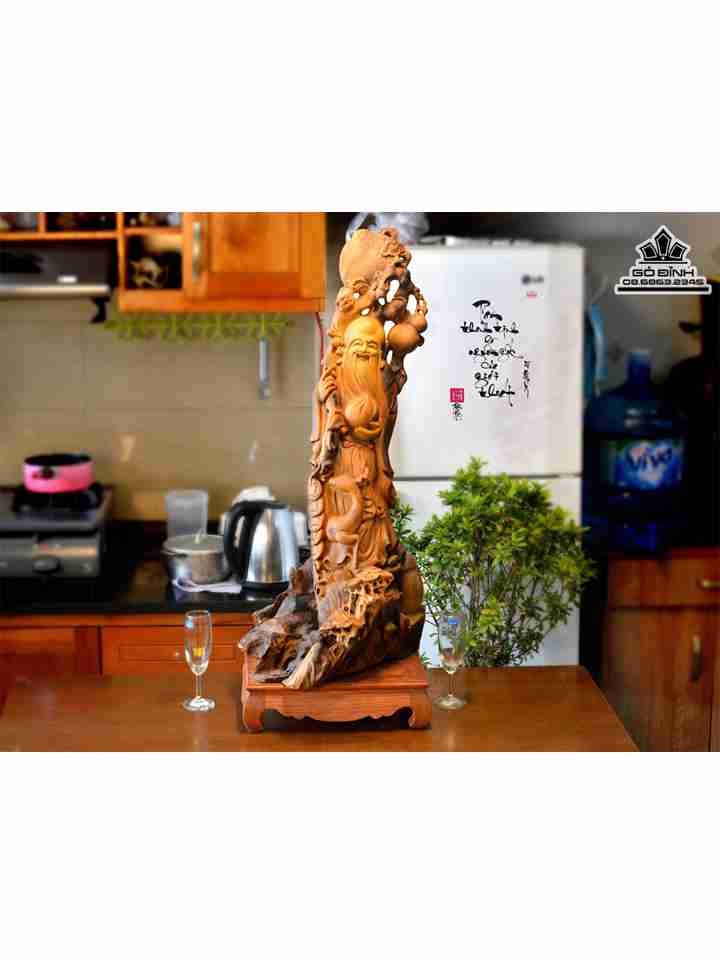 Tượng Ông Thọ Gỗ Bách Xanh  Cao 94 Rộng 36 Dày 30 (cm)