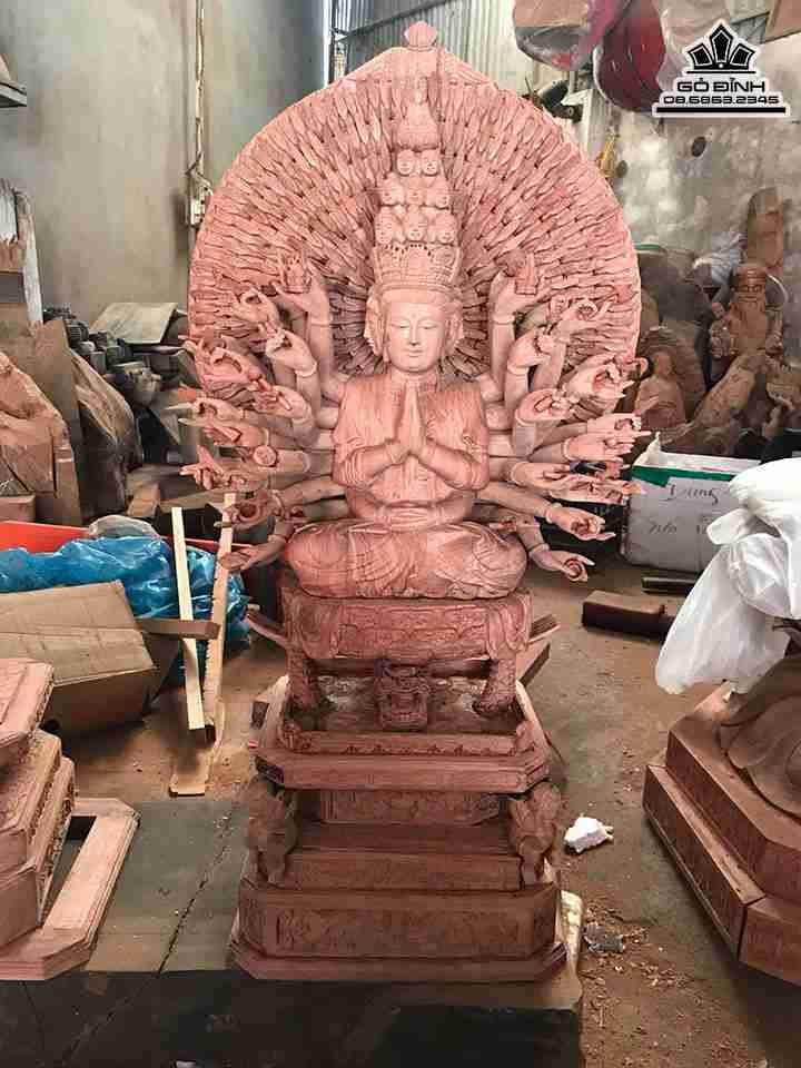 Tượng Phật Bà Nghìn Mắt Nghìn Tay Gỗ Hương  Cao 80 (cm)