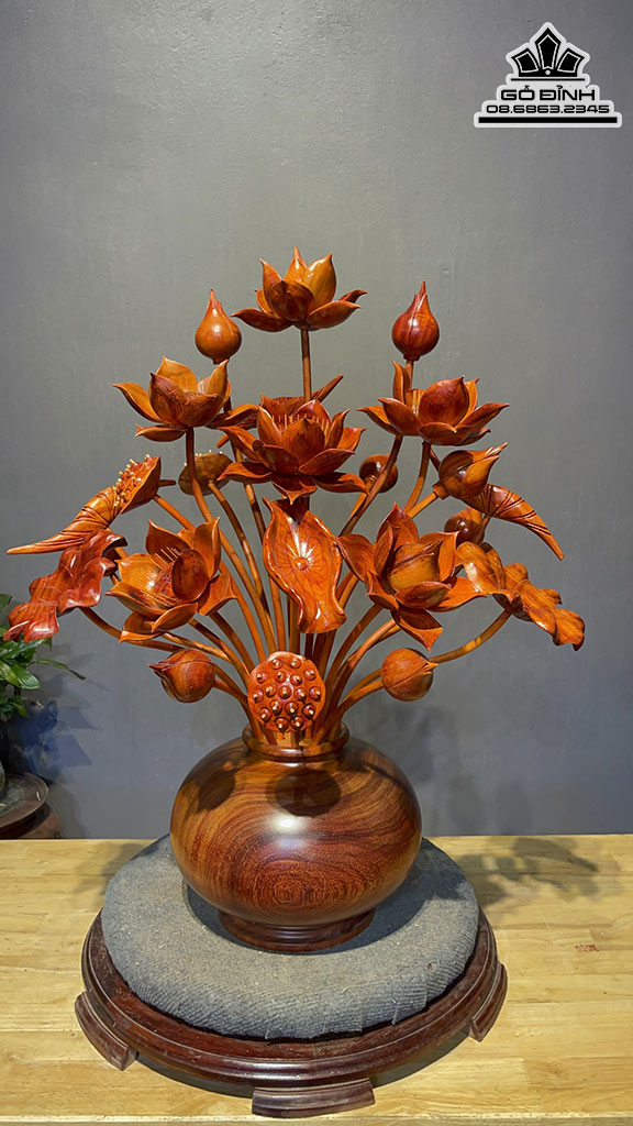 Bình 25 Hoa Sen Gỗ Hương Cao 81 Ngang 60 Sâu 50 (cm)