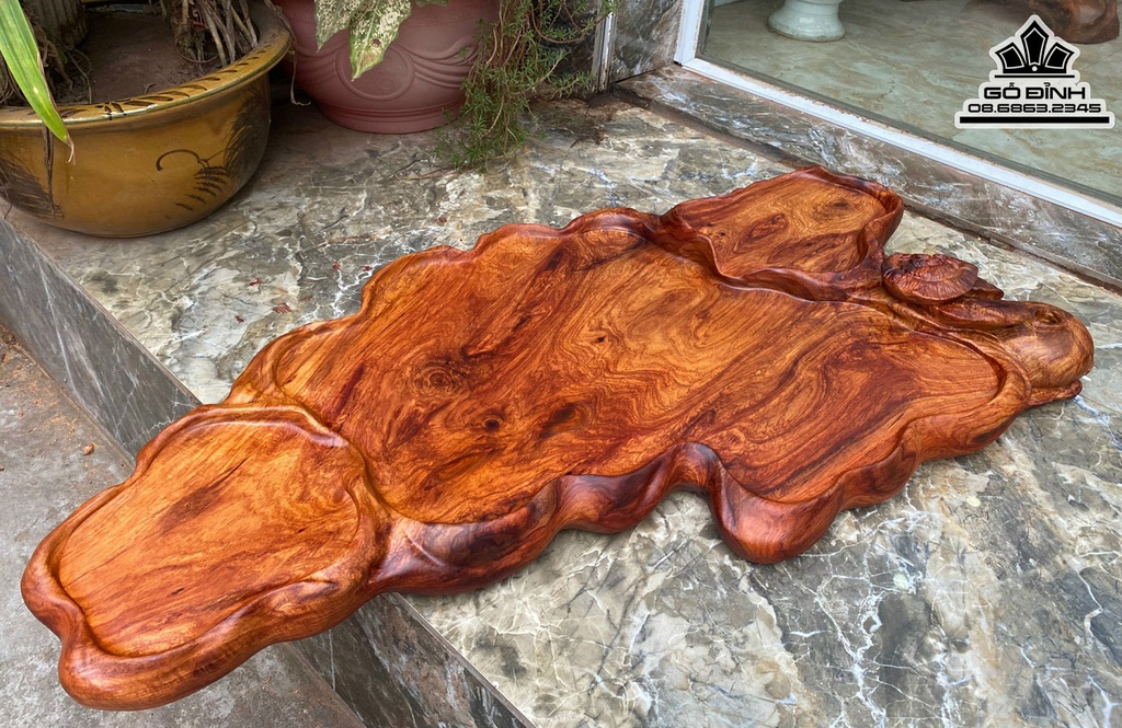 Khay Trà Gỗ Hương Nguyên Khối Cao 12 Ngang 92 Sâu 50 (cm)