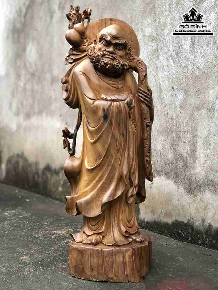 Tượng Đạt Ma Sư Tổ Gỗ Bách Xanh  Cao 76 Rộng 28 Dày 25 (cm)