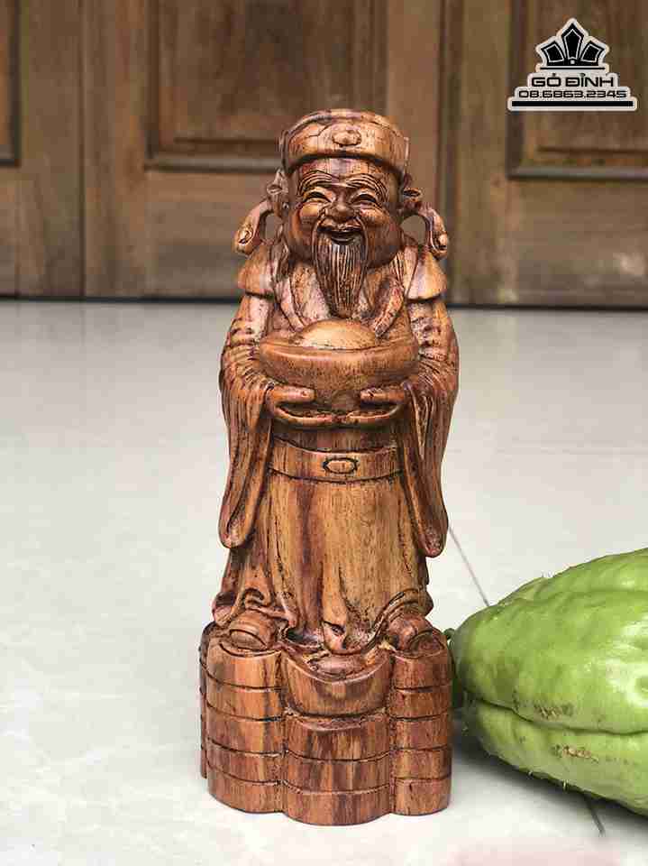 Tượng Thần Tài Gỗ Sưa  Cao 18 Rộng 7 Dày 5 (cm)