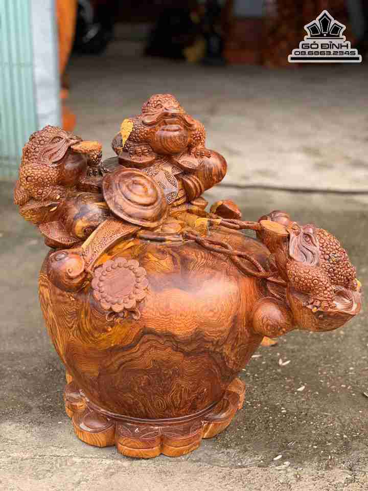 Tượng Bình Cóc Tài Lộc Gỗ Cẩm  Cao 48 Rộng 52 Sâu 43 (cm)