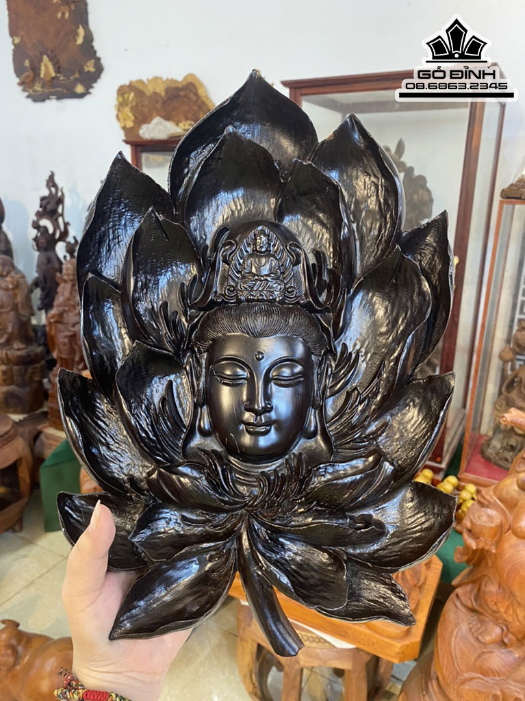 Diện Phật Bà Gỗ Mun Cao 36 Ngang 24 Dày 4 (cm)