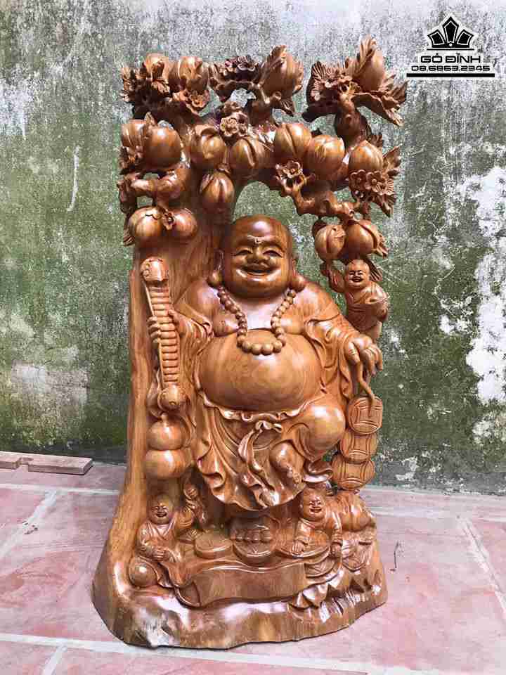 Tượng Phật Di Lặc Đứng Gỗ Bách Xanh  Cao 101 Rộng 56 Dày 39 (cm)