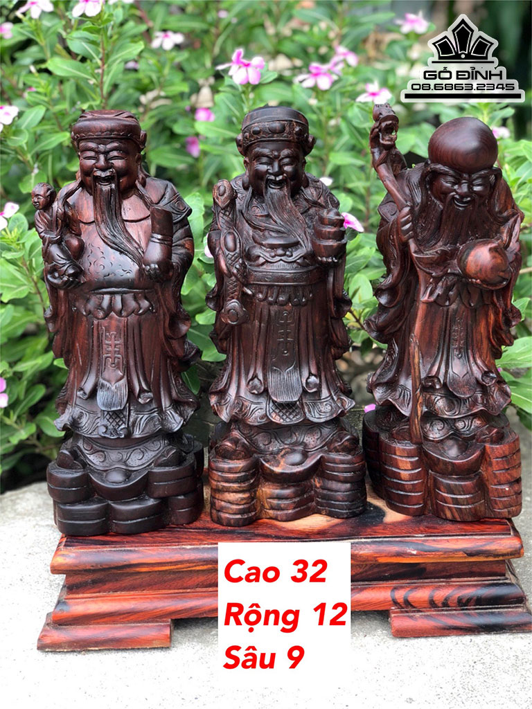 Tượng Tam Đa Gỗ Trắc Cao 32 Ngang 12 Sâu 9 (cm)