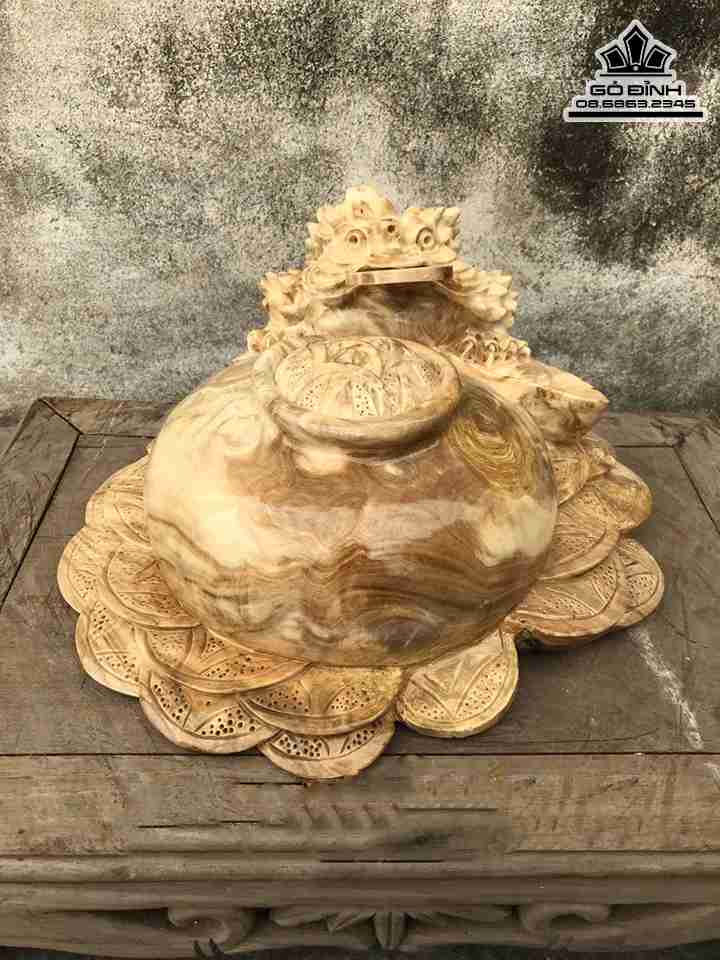 Tượng Thiềm Thừ Gỗ Nu Nghiến  Cao 17 Rộng 31 Dày 33 (cm)