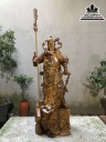 Tượng Quan Công Chống Đao Gỗ Bách Xanh Cao 102 Ngang 37 Sâu 33 (cm)
