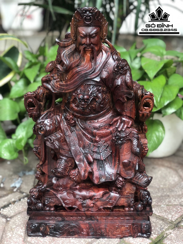 Tượng Quan Công Gỗ Trắc Cao 41 Ngang 22 Sâu 20 (cm)