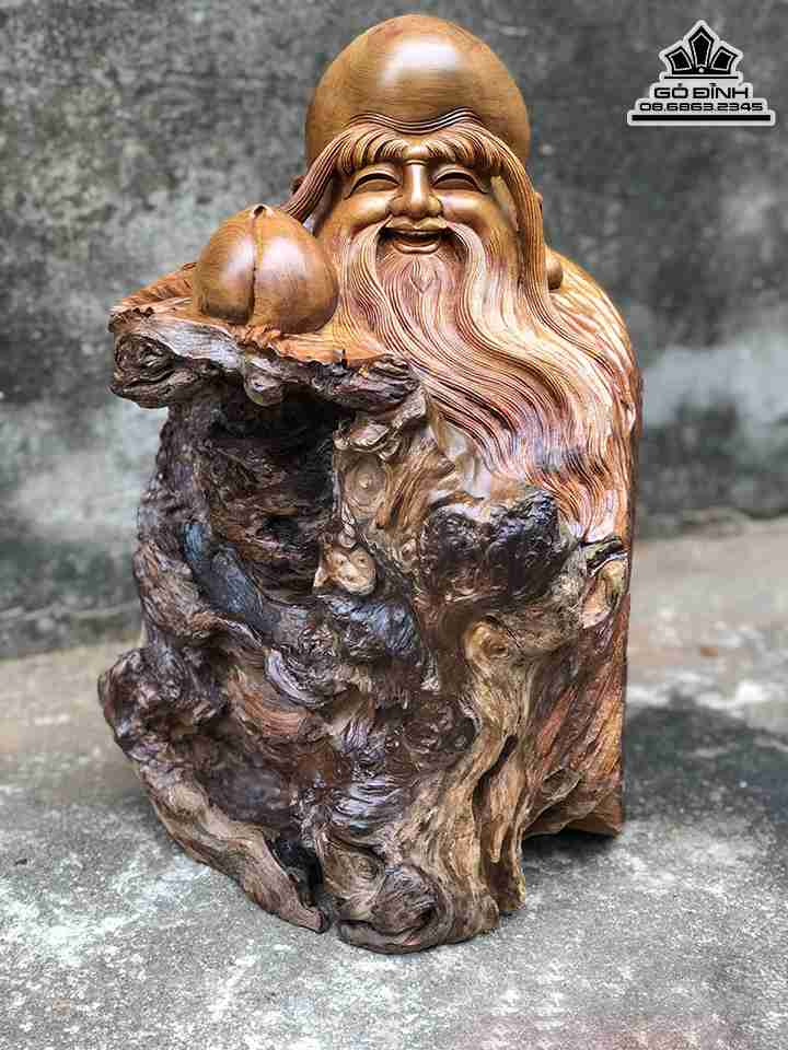 Tượng Ông Thọ Gỗ Bách Xanh  Cao 41 Rộng 26 Dày 18 (cm)