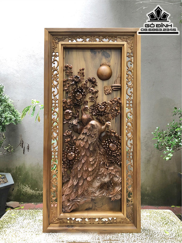 Tranh Gỗ Phu Thê Viên Mãn Gỗ Bách Xanh Cao 120 Ngang 57 Dày 8 (cm)