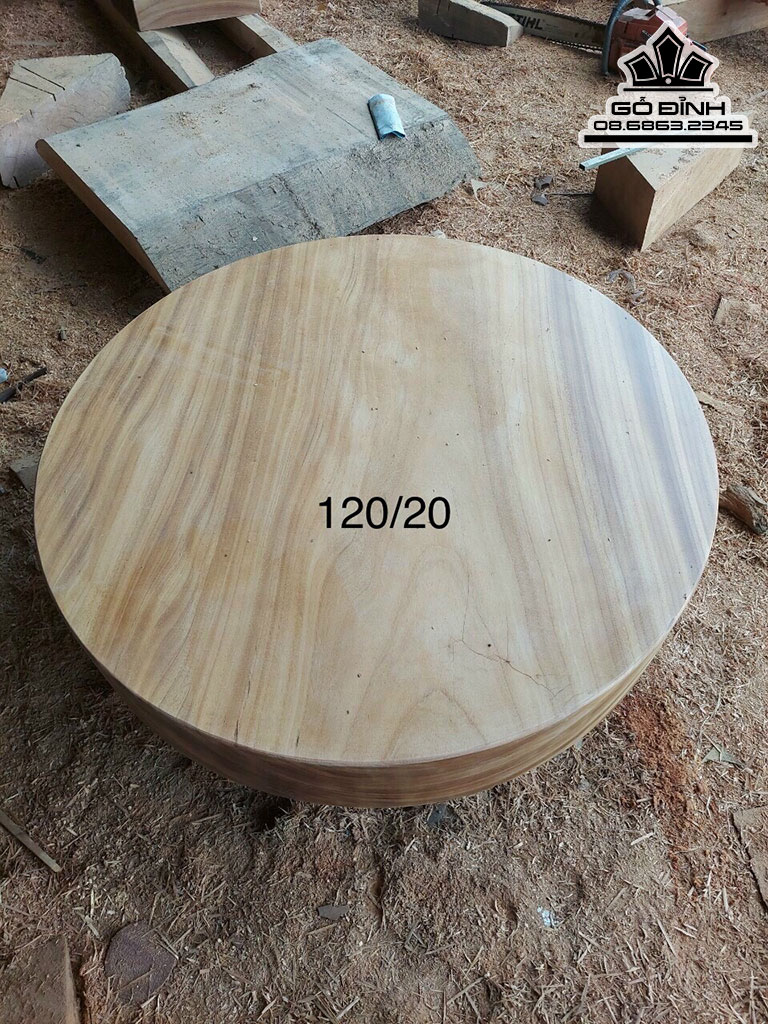 Mặt Bàn Tròn Gỗ Gõ Đường Kính 120 Dày 20 (cm)