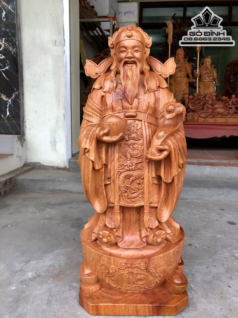 Tượng Thần Tài Gỗ Hương  Cao 90 Ngang 35 Sâu 29 (cm)