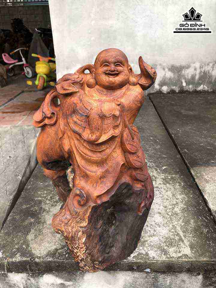 Tượng Phật Di Lặc Gỗ Hương  Cao 45 Rộng 29 Dày 29 (cm)