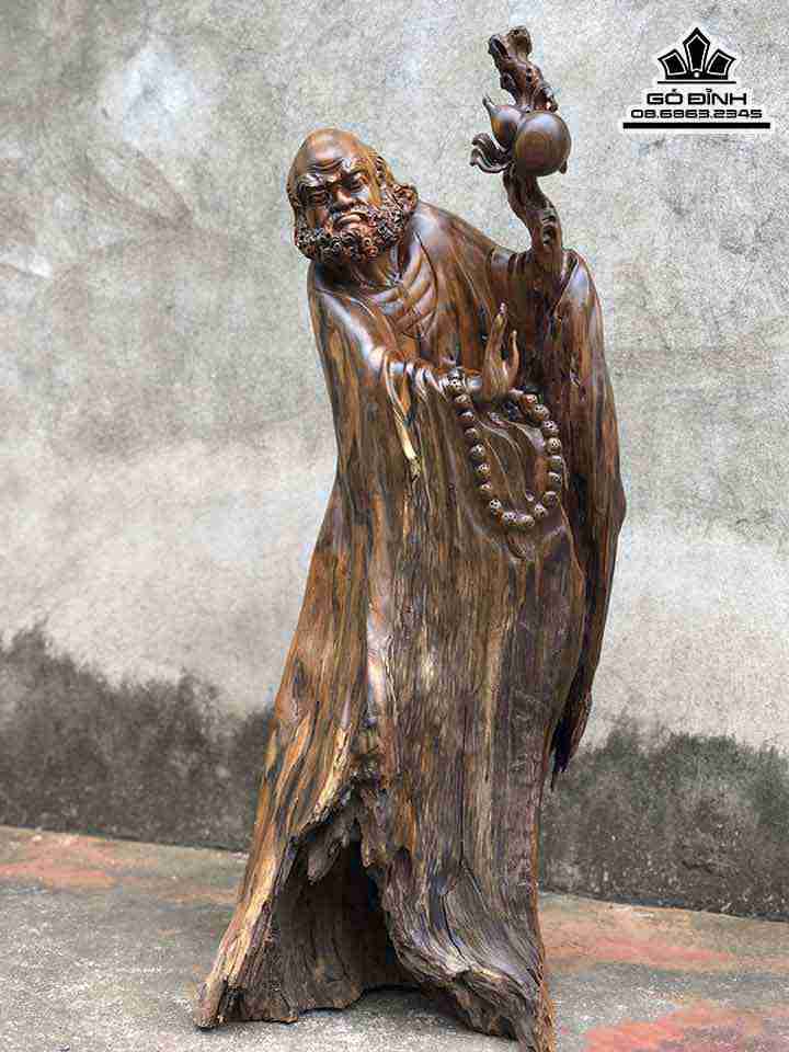 Tượng Đạt Ma Gỗ Bách Xanh  Cao 82 Rộng 36 Dày 25 (cm)