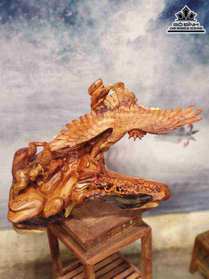 Tượng Anh Hùng Tương Ngộ Gỗ Hương  Cao 60 Rộng 85 Sâu 42 (cm)