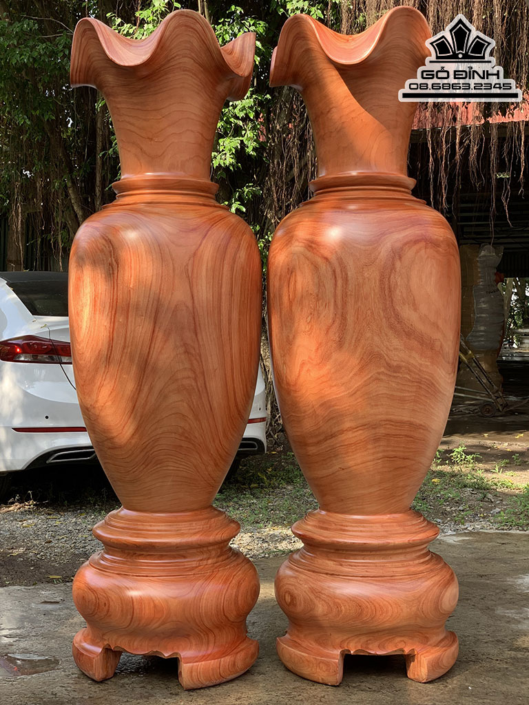 Cặp Lục Bình Gỗ Hương Đỏ Cao 200 Đường Kính 62 (cm) Số 1