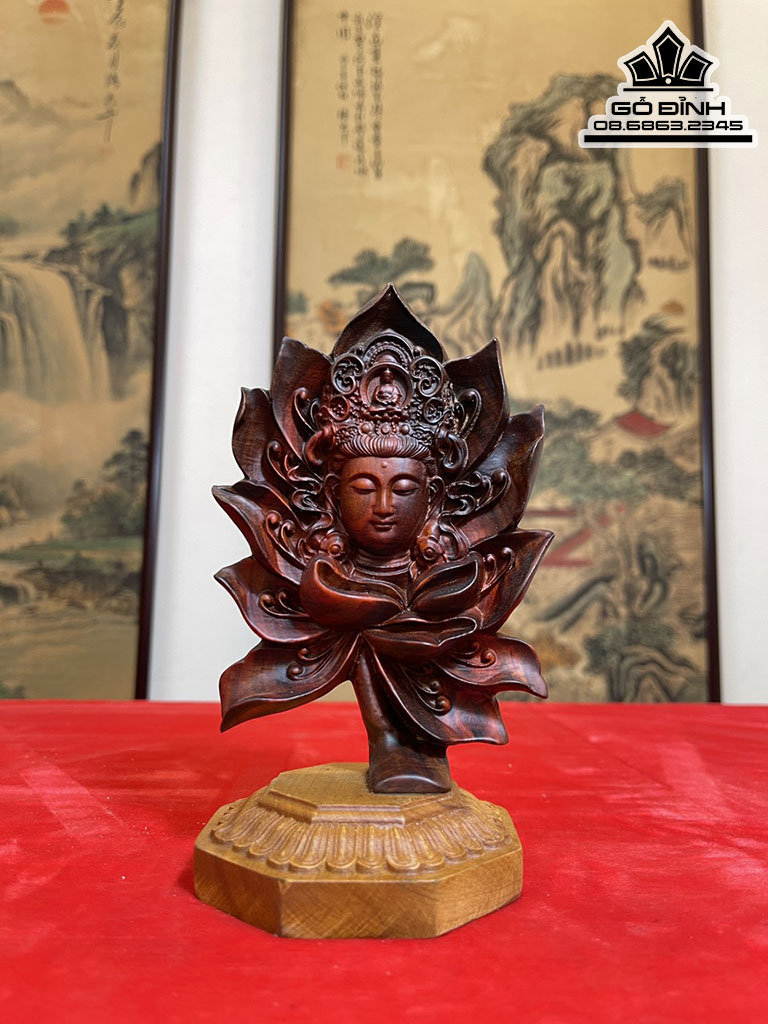 Tượng Diện Phật Gỗ Trắc Cao 17 Ngang 11 Sâu 10 (cm)